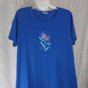 Liebe Maxi 100% Cotton Knit Dress Summer Beach Ready Royal Blue NWOT